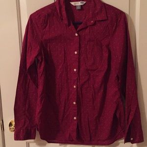 🌸🌺Maroon & Pink Polka Dot button-up